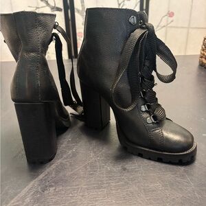 SCHUTZ Black Lace-Up Platform Boots